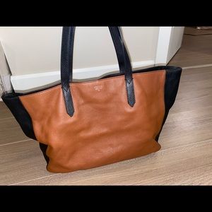 Leather fossil large tote brown and black
